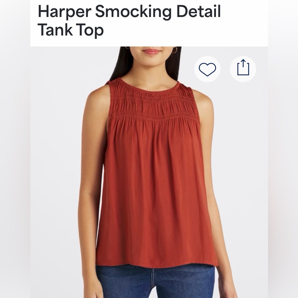 NWT MONDAY FUN top size S orange smocking detail sleeveless Stitchfix